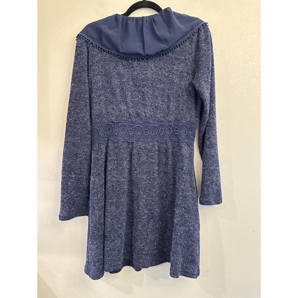 Altar’d State Ruffle Button Down Blue Sweater Cardigan Dress Small Side Pockets - Picture 14 of 16